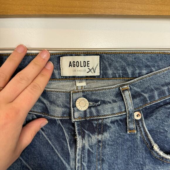 AGOLDE Toni Mid Rise Straight Leg Ankle Distressed Hem Jeans Size 27 - Picture 3 of 8